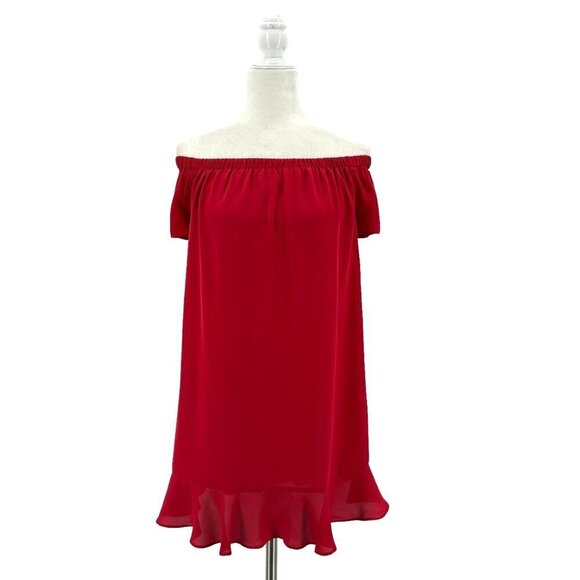 NWT Express Red Off The Shoulder Short Mini Dress Womens Small - Picture 1 of 8